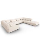 Canapé d'angle Droit panoramique modulable Lina 8 places beige clair - 434x319x78 cm