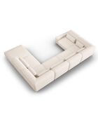 Canapé d'angle Droit panoramique modulable Lina 8 places beige clair - 434x319x78 cm