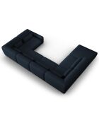 Canapé d'angle Gauche panoramique modulable Lina 8 places bleu foncé - 434x319x78 cm