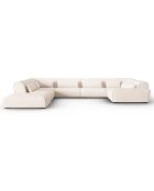 Canapé d'angle Gauche panoramique modulable Lina 8 places beige clair - 434x319x78 cm