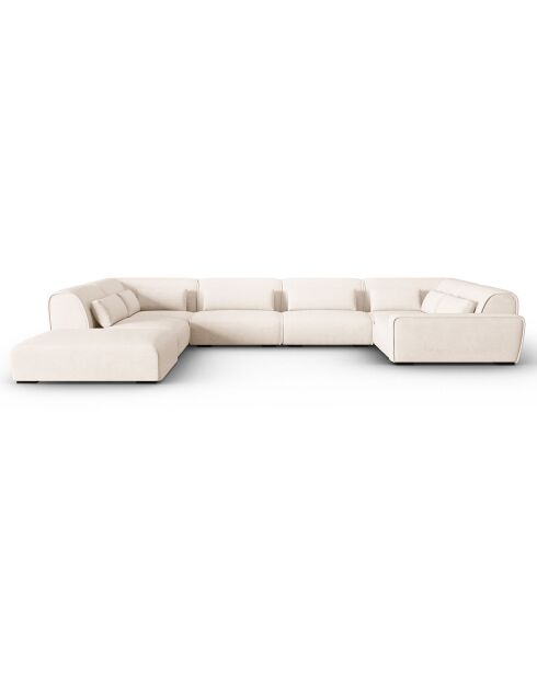 Canapé d'angle Gauche panoramique modulable Lina 8 places beige clair - 434x319x78 cm