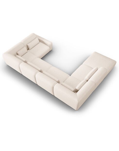 Canapé d'angle Gauche panoramique modulable Lina 8 places beige clair - 434x319x78 cm