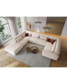 Canapé d'angle Gauche panoramique modulable Lina 8 places beige clair - 434x319x78 cm