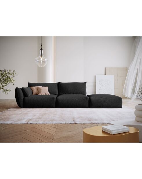 Canapé Droit Clau 4 places noir - 286x100x85 cm