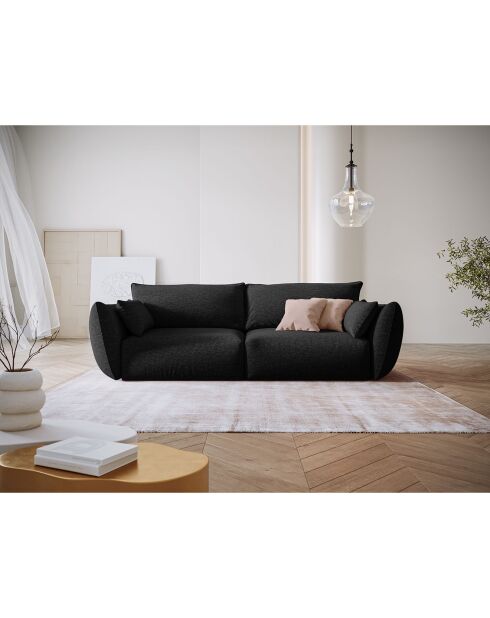 Canapé Clau 3 places noir - 208x100x85 cm