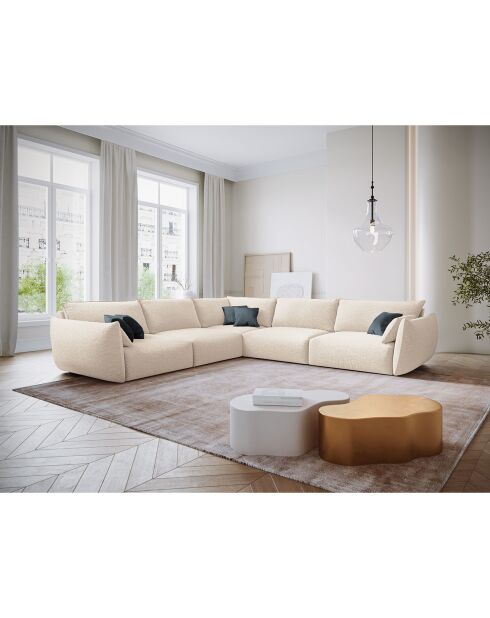 Canapé d'angle Symétrique Clau 7 places beige clair - 286x286x85 cm