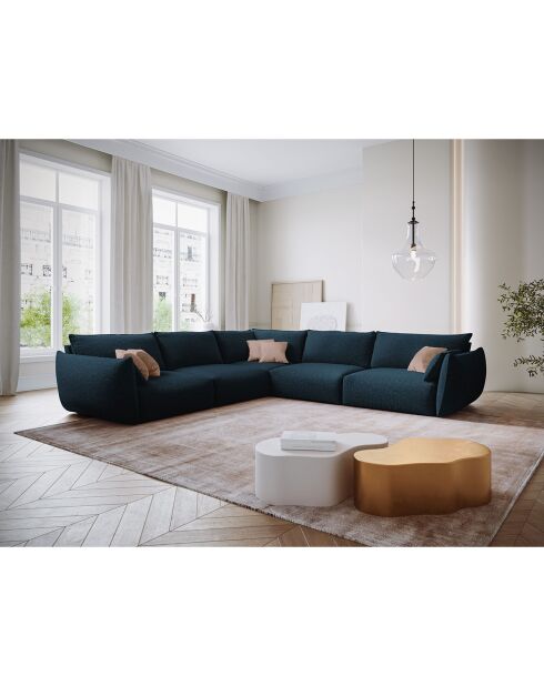 Canapé d'angle Symétrique Clau 7 places bleu roi - 286x286x85 cm