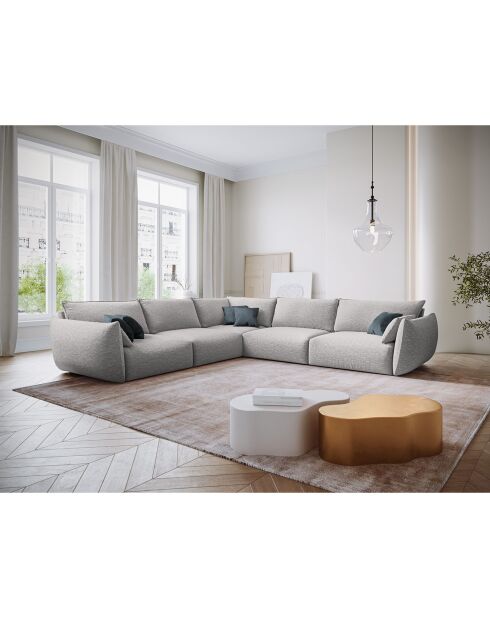 Canapé d'angle Symétrique Clau 7 places gris clair - 286x286x85 cm