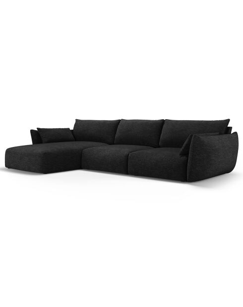 Canapé d'angle Gauche Clau 4 places noir - 300x166x85 cm