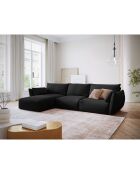 Canapé d'angle Gauche Clau 4 places noir - 300x166x85 cm