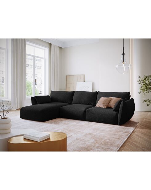 Canapé d'angle Gauche Clau 4 places noir - 300x166x85 cm