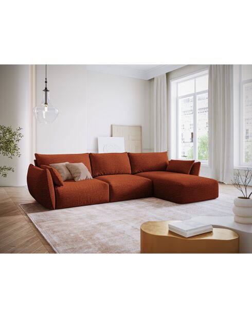 Canapé d'angle Droit Clau 4 places terracotta - 300x166x85 cm