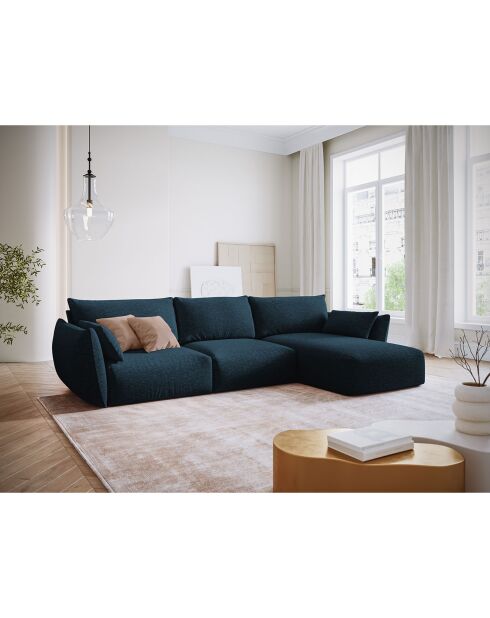 Canapé d'angle Droit Clau 4 places bleu roi - 300x166x85 cm
