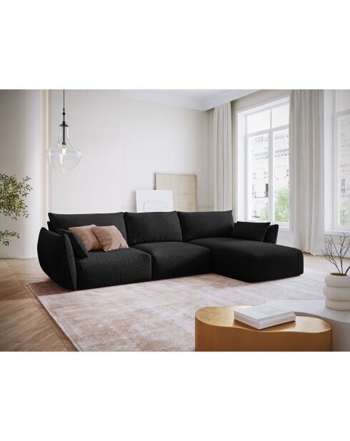 Canapé d'angle Droit Clau 4 places noir - 300x166x85 cm