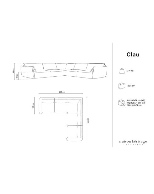 Canapé d'angle Symétrique Clau 7 places beige clair - 286x286x85 cm