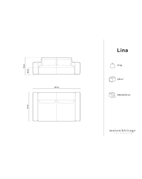 Canapé modulaire Lina 3 places gris - 192x117x78 cm