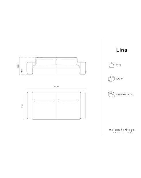 Canapé modulaire Lina 4 places bleu foncé - 248x117x78 cm