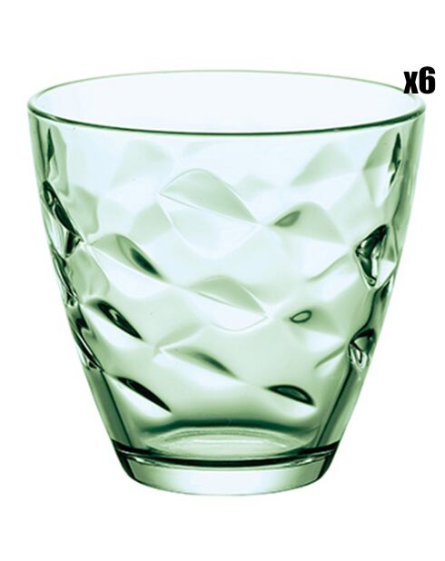 6 Verres à eau Flora verts - 25 cl