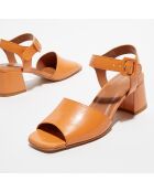 Sandales en Cuir Abigail camel - Talon 5 cm