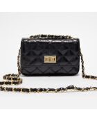 Avila gelamineerde zwarte leren schoudertas - 18x12x5 cm