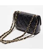 Avila gelamineerde zwarte leren schoudertas - 18x12x5 cm