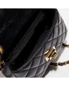 Avila gelamineerde zwarte leren schoudertas - 18x12x5 cm