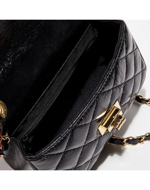 Avila Schultertasche aus laminiertem schwarzem Leder — 18x12x5 cm