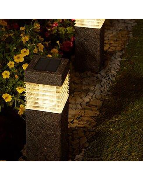 2 Bornes solaires Kansas grises - 10x10x50 cm
