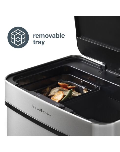 42+11+11L grauer Sortierbehälter — 42x31,5x78,5 cm