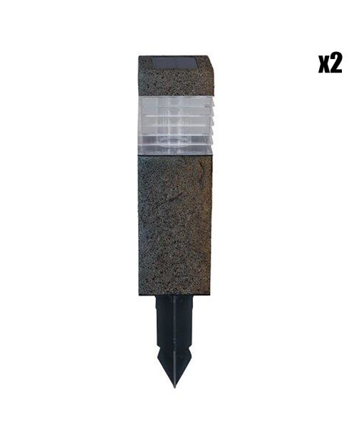 2 Bornes solaires Kansas grises - 10x10x50 cm