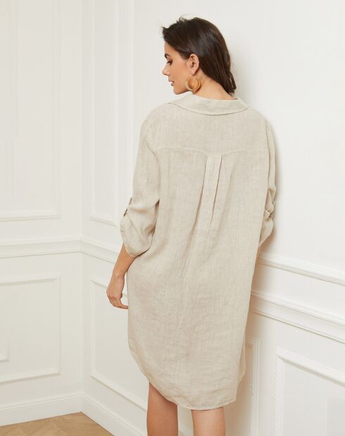 Beiges Basta-Kleid aus 100% Leinen
