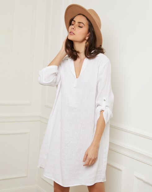 Weißes Basta Kleid aus 100% Leinen