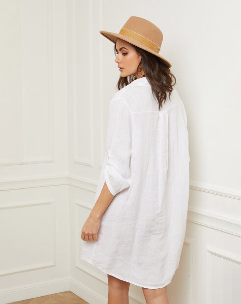 Weißes Basta Kleid aus 100% Leinen