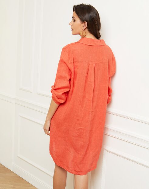 Robe 100% Lin Basta corail