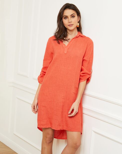 Robe 100% Lin Basta corail