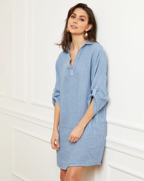 Indigofarbenes Basta-Kleid aus 100% Leinen