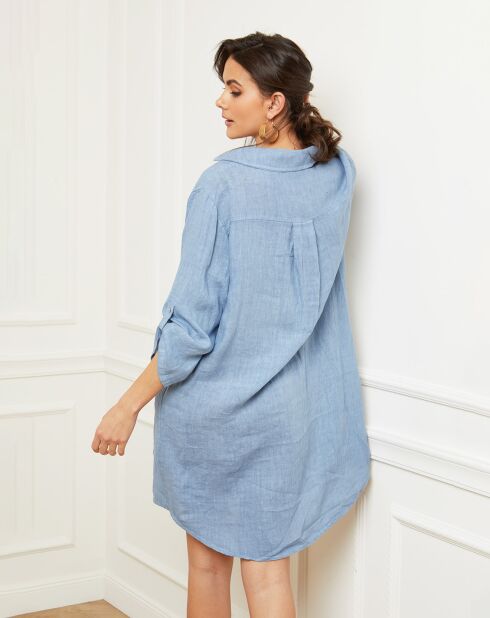 Indigofarbenes Basta-Kleid aus 100% Leinen