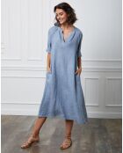 Robe 100% Lin Granel indigo