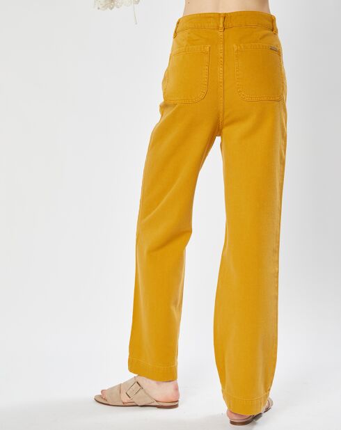 Okerkleurige katoenen broek met uitlopende pijpen James