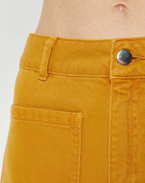 Okerkleurige katoenen broek met uitlopende pijpen James