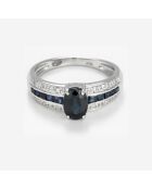 Bague Mon Saphir Diamants 0.06 ct & Saphirs 1.6 ct or blanc