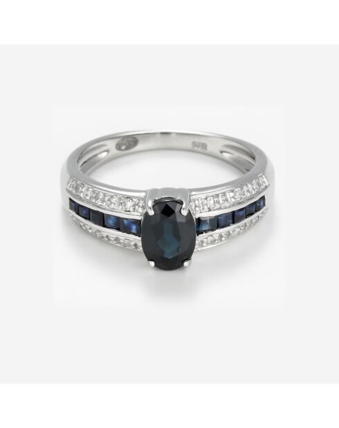 Bague Mon Saphir Diamants 0.06 ct & Saphirs 1.6 ct or blanc