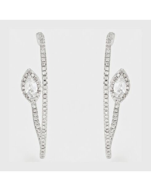 Calathea Ohrringe Diamanten 0,37 ct und Topas 0,35 ct Weißgold