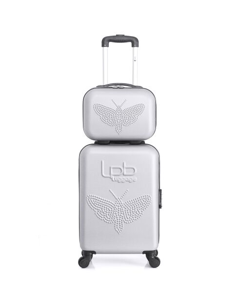 Cabinekoffer met 4 enkele wielen & Vanity Francette-H 50/30 cm grijs