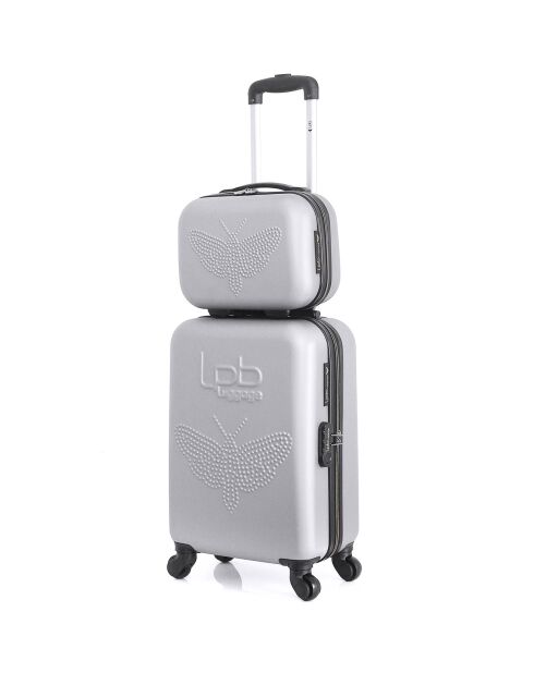 Cabinekoffer met 4 enkele wielen & Vanity Francette-H 50/30 cm grijs