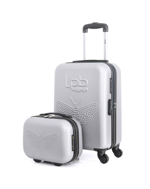 Cabinekoffer met 4 enkele wielen & Vanity Francette-H 50/30 cm grijs