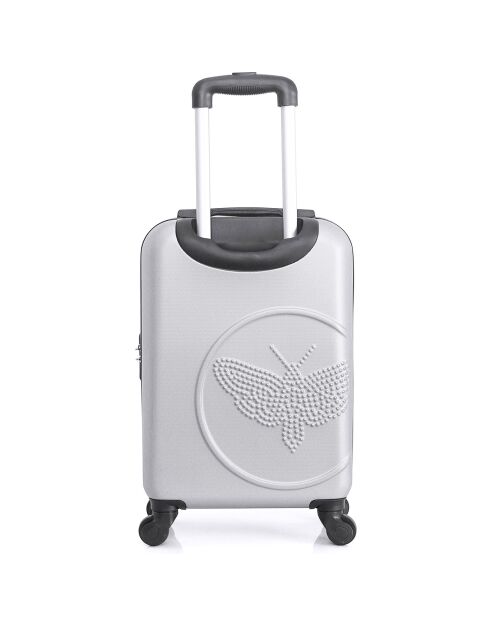 Cabinekoffer met 4 enkele wielen & Vanity Francette-H 50/30 cm grijs