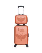 Handkoffer met 4 enkele wielen & Vanity Francette-H 50/30 cm steenrood