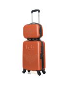 Handkoffer met 4 enkele wielen & Vanity Francette-H 50/30 cm steenrood