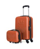 Handkoffer met 4 enkele wielen & Vanity Francette-H 50/30 cm steenrood